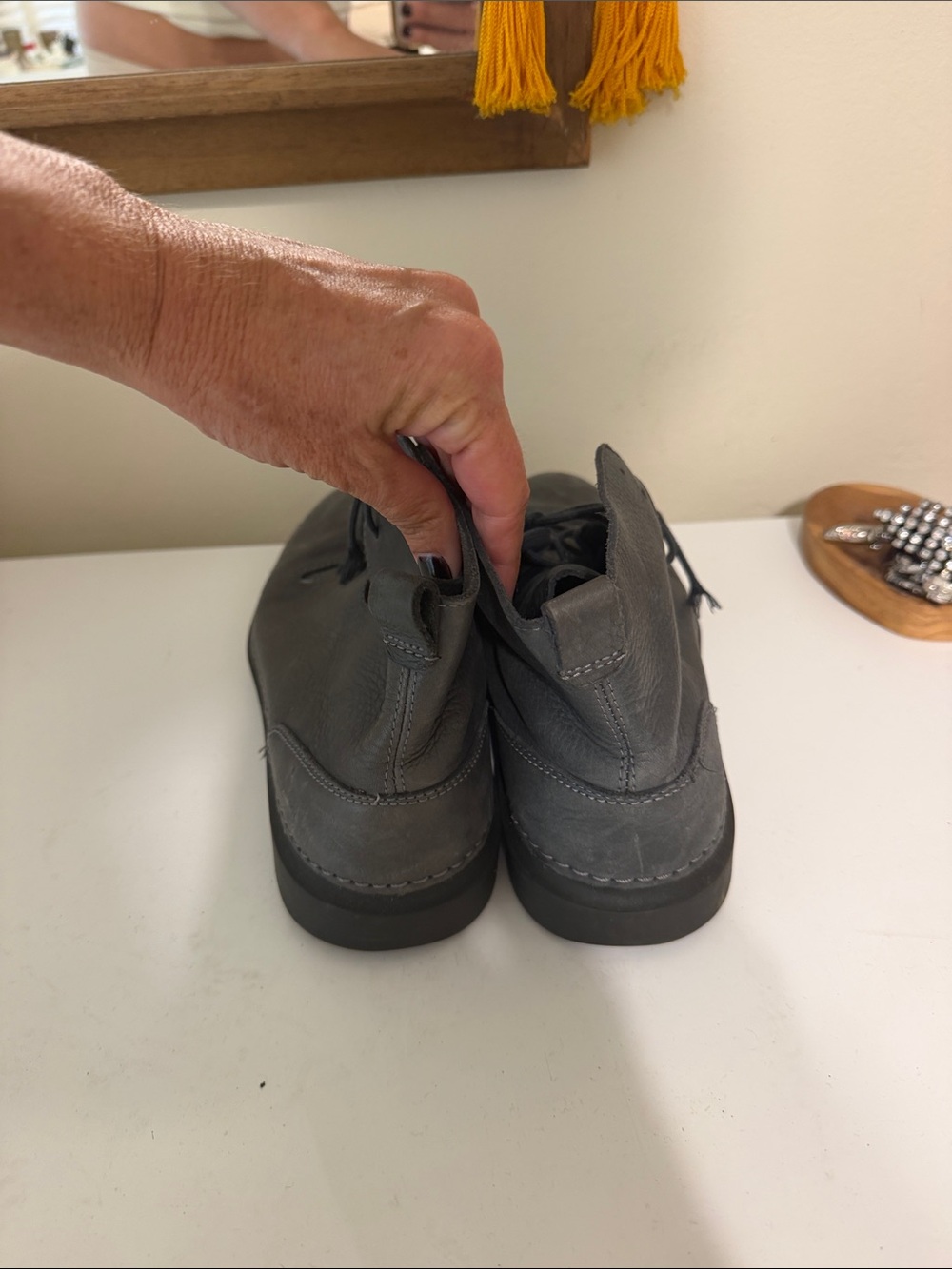 Clarks Women's Gray Lace-Up Leather Boots - Picture 4 of 5